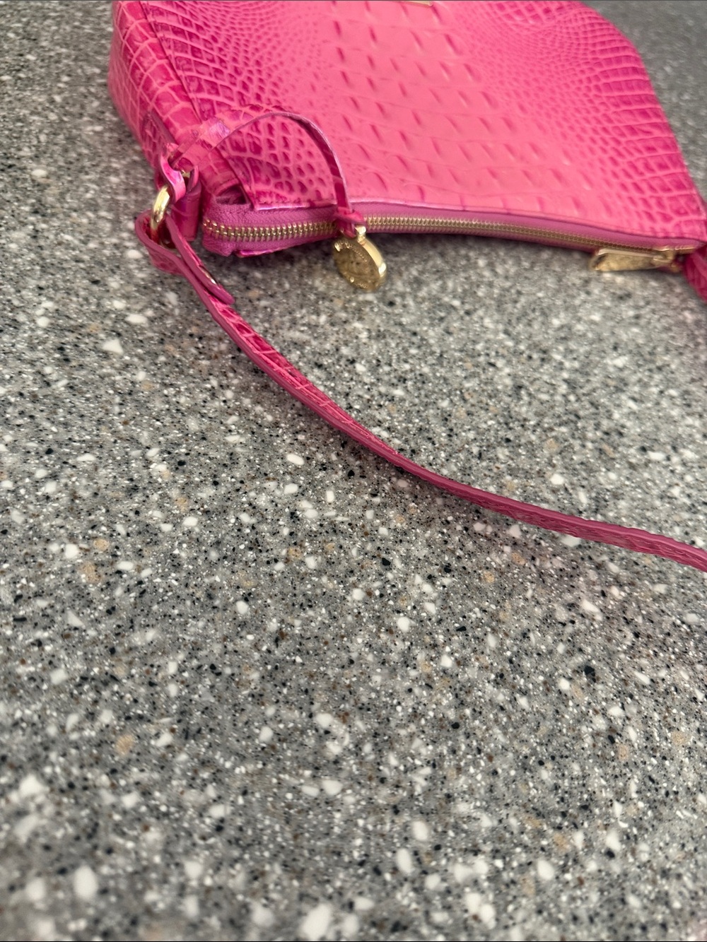 Brahmin Hot Pink Croc-Embossed Leather Shoulder Bag - Picture 15 of 15